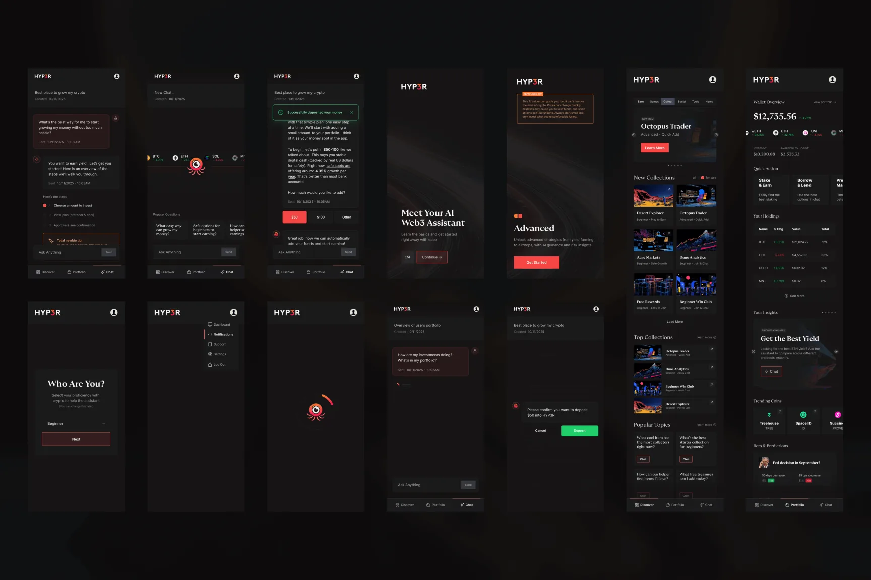 Mobile app concepts: assistant, onboarding and portfolio